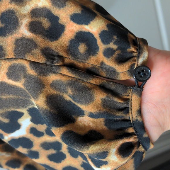 Express Medium Women's Long Sleeve Blouse in Leopard Print, Sheer, Lightweight - Picture 4 of 6